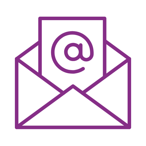 Purple icon of email inbox